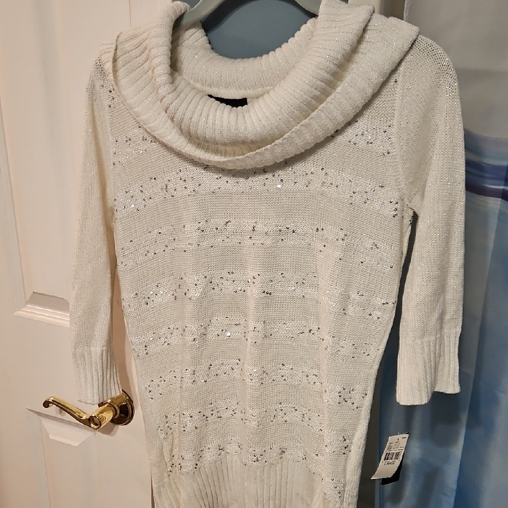 IZ Byer Cream & Sequin Sweater with Cowl Neck 🌟 NWT🔥 CLEARANCE